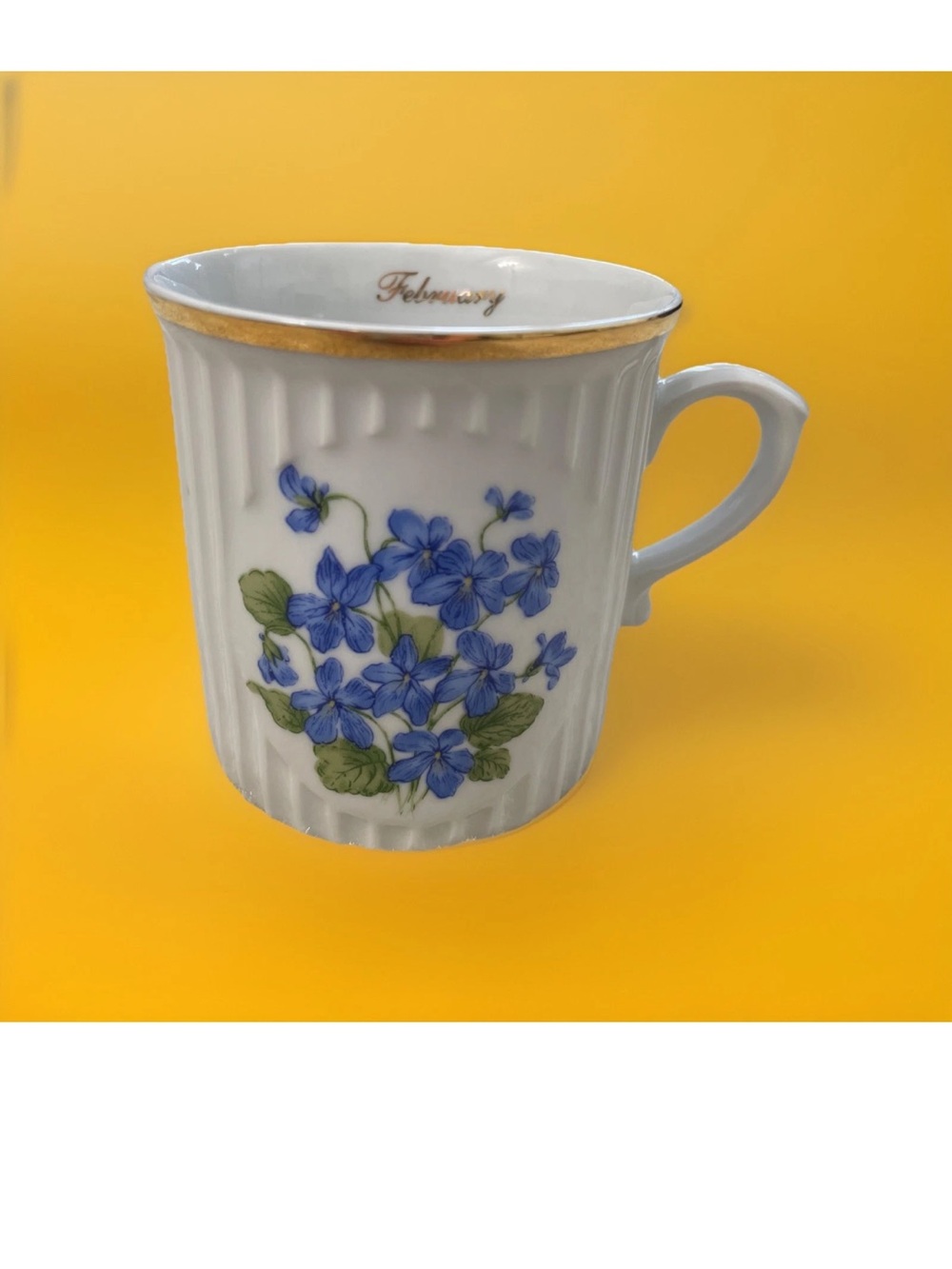 Original Bohemia Flower Of The Month FEBRUARY VIOLET Coffee Mug Cup Czech